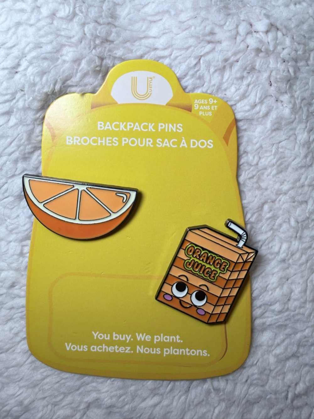 Cute Orange Slice & Juice Box Backpack Pins - Yellow/Orange